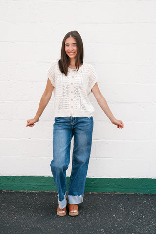Casual Charm Knit Button Up Top