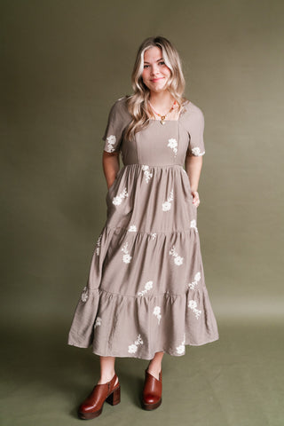 Evergreen Lane Embroidered Midi Dress
