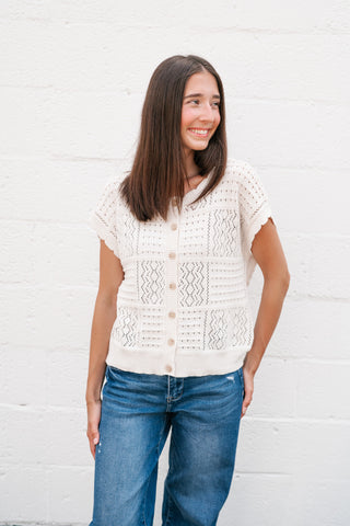 Casual Charm Knit Button Up Top
