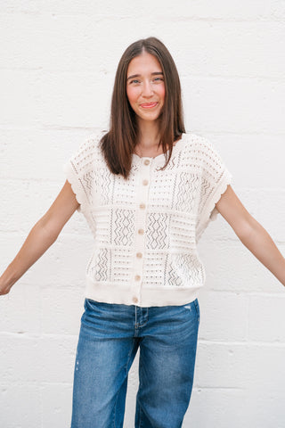 Casual Charm Knit Button Up Top