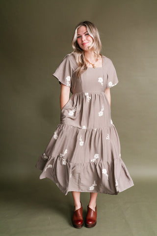 Evergreen Lane Embroidered Midi Dress