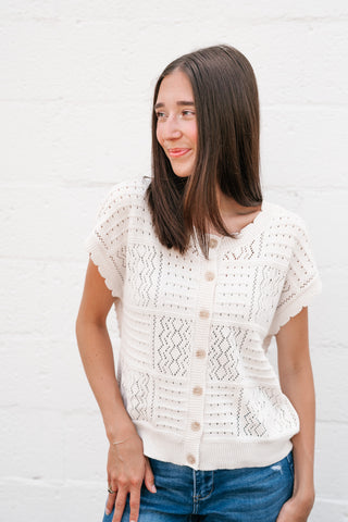 Casual Charm Knit Button Up Top