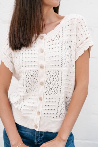 Casual Charm Knit Button Up Top