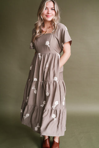 Evergreen Lane Embroidered Midi Dress