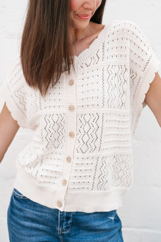 Casual Charm Knit Button Up Top