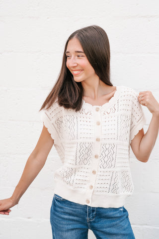 Casual Charm Knit Button Up Top