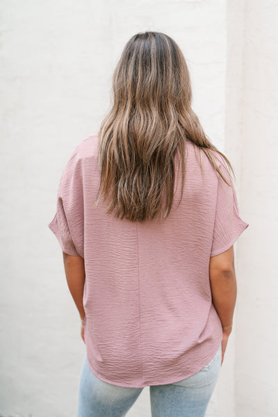 Simply Summer V-Neck Top- Dusty Rose