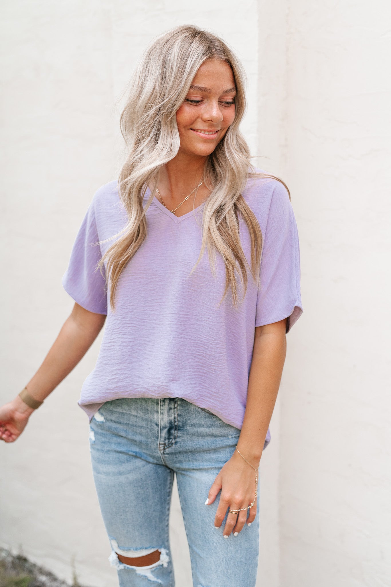 Simply Summer V-Neck Top- Lavender