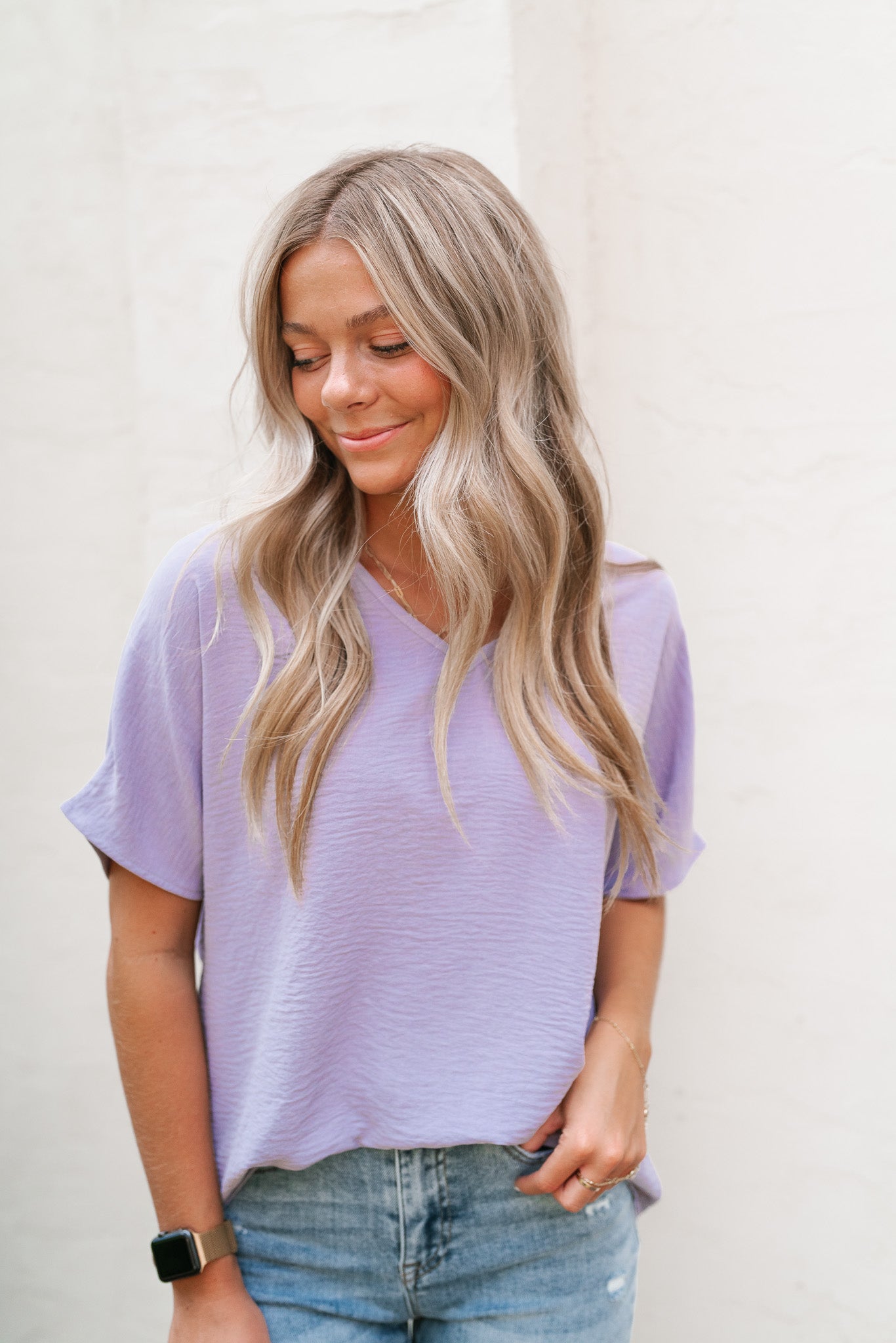 Simply Summer V-Neck Top- Lavender