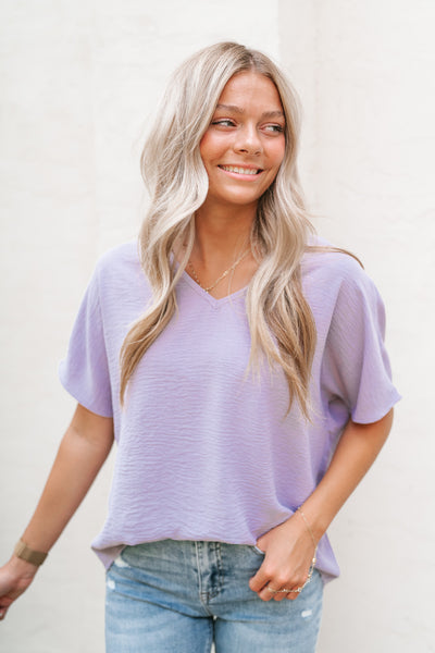 Simply Summer V-Neck Top- Lavender