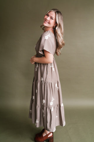 Evergreen Lane Embroidered Midi Dress