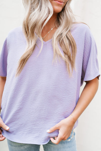 Simply Summer V-Neck Top- Lavender