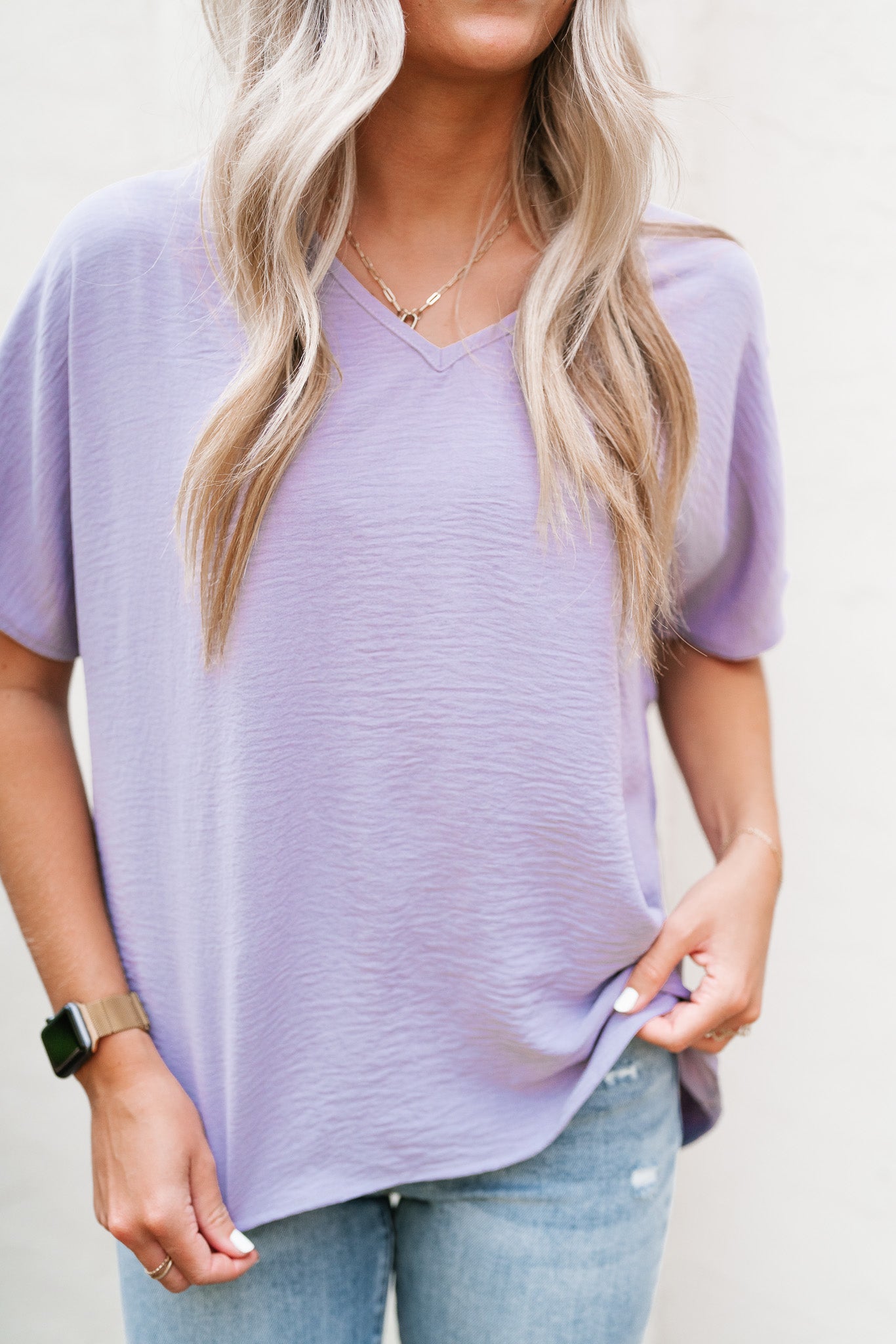 Simply Summer V-Neck Top- Lavender