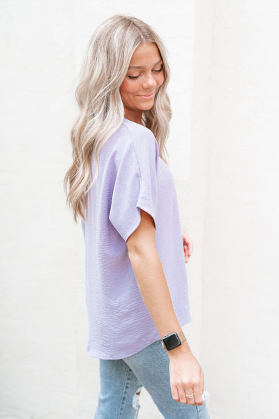 Simply Summer V-Neck Top- Lavender