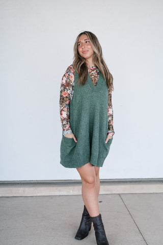 Eliza Sweater Vest Tunic Top - Olive