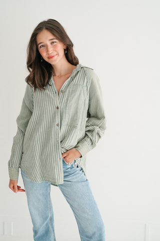 Sabine Everyday Striped Button Up Shirt