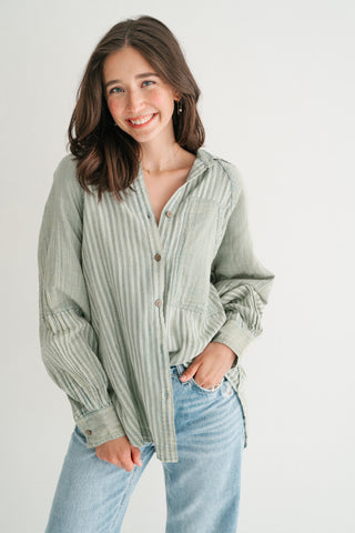 Sabine Everyday Striped Button Up Shirt