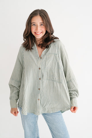 Sabine Everyday Striped Button Up Shirt