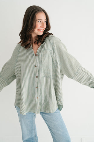 Sabine Everyday Striped Button Up Shirt