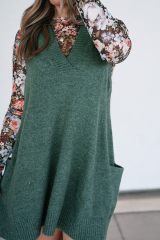 Eliza Sweater Vest Tunic Top - Olive
