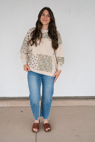 Forevermore Patchwork Crewneck - Beige