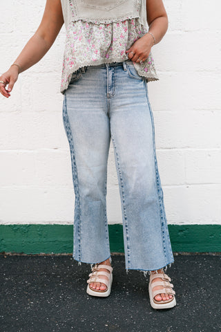 Risen Hazel Side Contrast Wide Leg Jean