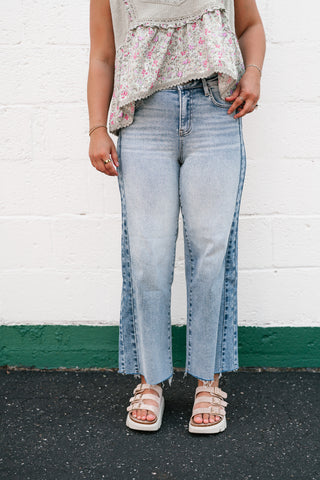 Risen Hazel Side Contrast Wide Leg Jean