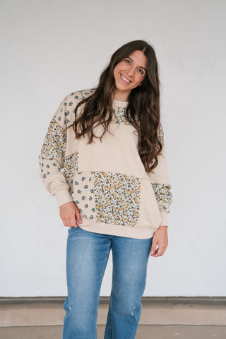 Forevermore Patchwork Crewneck - Beige