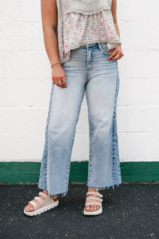 Risen Hazel Side Contrast Wide Leg Jean