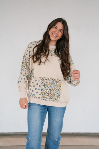 Forevermore Patchwork Crewneck - Beige