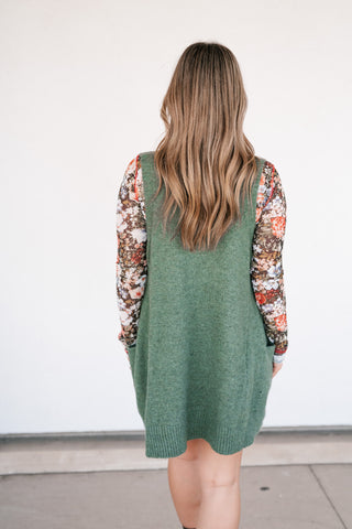 Eliza Sweater Vest Tunic Top - Olive
