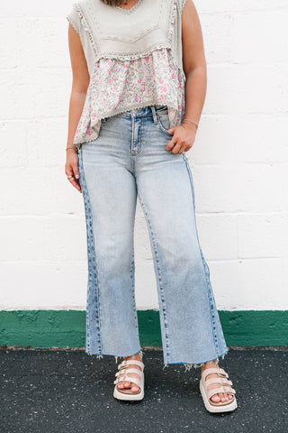 Risen Hazel Side Contrast Wide Leg Jean