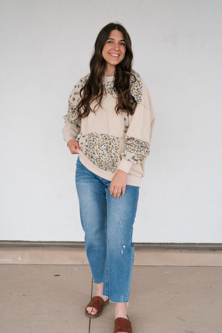 Forevermore Patchwork Crewneck - Beige