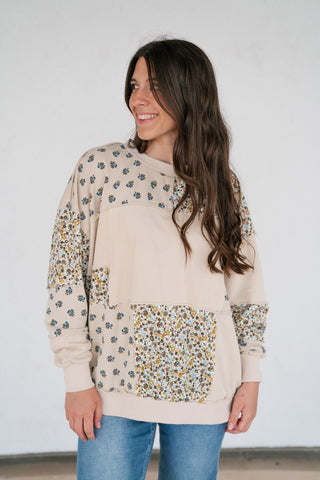 Forevermore Patchwork Crewneck - Beige