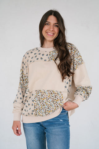 Forevermore Patchwork Crewneck - Beige