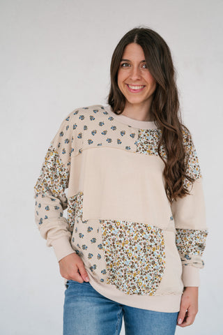 Forevermore Patchwork Crewneck - Beige
