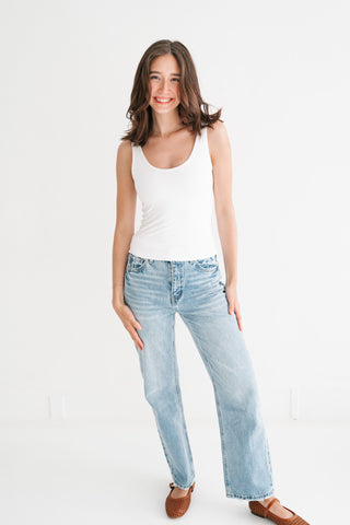 Perfect Layer Scoop Neck Tank - White