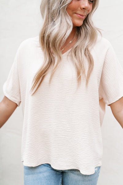 Simply Summer V-Neck Top- Oatmeal