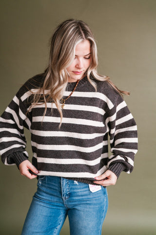 Shore Mist Striped Knit Sweater - Brown