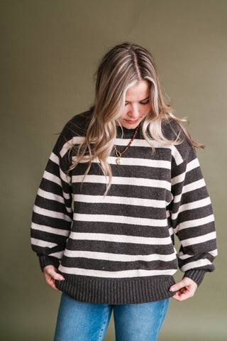 Shore Mist Striped Knit Sweater - Brown