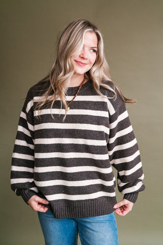 Shore Mist Striped Knit Sweater - Brown