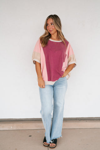 Georgia Color Block Top - Berry
