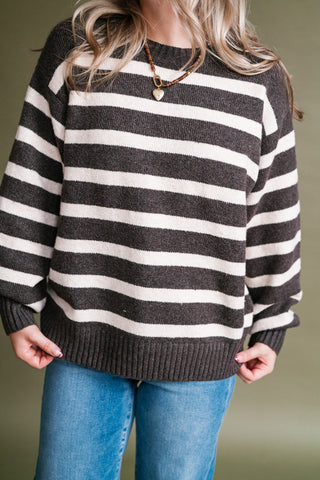 Shore Mist Striped Knit Sweater - Brown