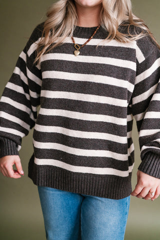 Shore Mist Striped Knit Sweater - Brown