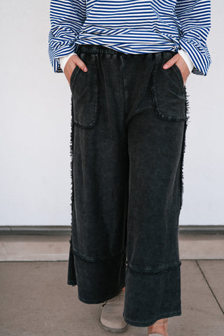 Can't Compete Mineral Wash Wide Leg Pants - Black