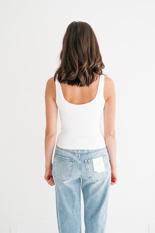 Perfect Layer Scoop Neck Tank - White