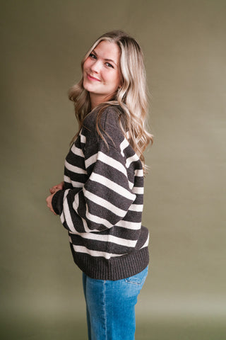 Shore Mist Striped Knit Sweater - Brown