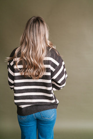 Shore Mist Striped Knit Sweater - Brown