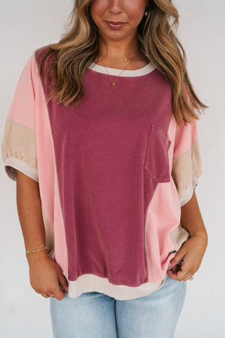 Georgia Color Block Top - Berry