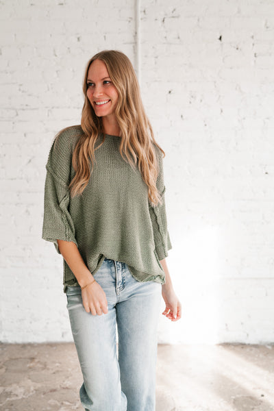 Good To Be Back Knit Top - Sage